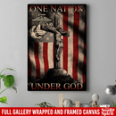USMC Veteran Canvas - One Nation Under God American Flag Canvas Home Decor USMC Veteran - CANPO75 - CustomCat