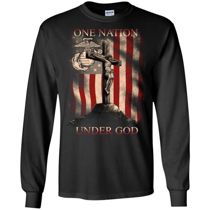 USMC Veteran T Shirt One Nation Under God Shirts CustomCat