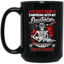 Veteran Coffee Mug Caution Tampering With My Daughter Is Hazardous To Your Life Veteran 11oz - 15oz Black Mug CustomCat