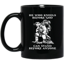Veteran Coffee Mug He Who Kneels Before God Can Stand Before Anyone Veteran 11oz - 15oz Black Mug CustomCat