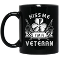 Veteran Coffee Mug Kiss Me I'm A Irish Veteran 11oz - 15oz Black Mug CustomCat