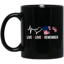 Veteran Coffee Mug Live Love Remember Heartbeat Veteran Heart 11oz - 15oz Black Mug CustomCat