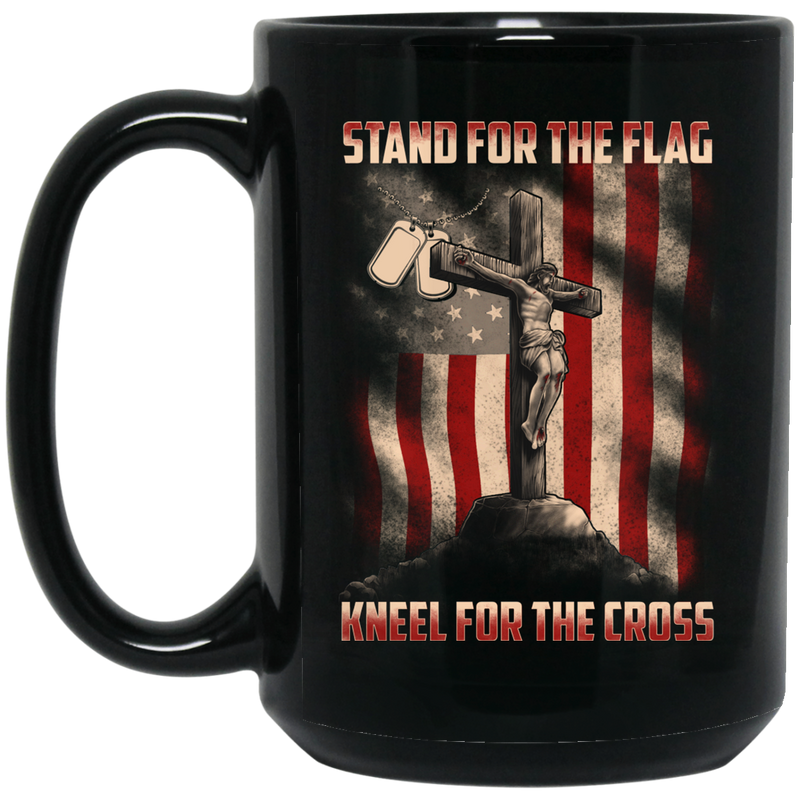 Veteran Coffee Mug Stand For The Flag Kneel For The Cross Veteran 11oz - 15oz Black Mug CustomCat