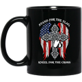 Veteran Coffee Mug Veteran Stand For The Flag Kneel For The Cross Veteran 11oz - 15oz Black Mug CustomCat