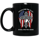 Veteran Coffee Mug Veteran Stand For The Flag Kneel For The Cross Veteran 11oz - 15oz Black Mug CustomCat