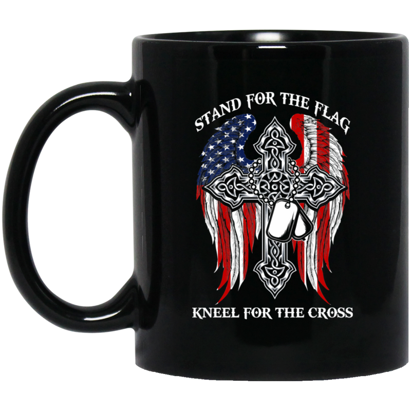 Veteran Coffee Mug Veteran Stand For The Flag Kneel For The Cross Veteran 11oz - 15oz Black Mug CustomCat