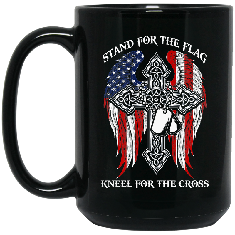 Veteran Coffee Mug Veteran Stand For The Flag Kneel For The Cross Veteran 11oz - 15oz Black Mug CustomCat