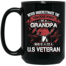 Veteran Mug Never Underestimate The Tenacious Power Of A Grandpa Who Is Also A US Veteran 11oz - 15oz Black Mug CustomCat