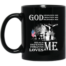 Veteran Mug Veteran God Designed Me Created Me Blesses Me Heals Defends Forgives Loves Me 11oz - 15oz Black Mug CustomCat