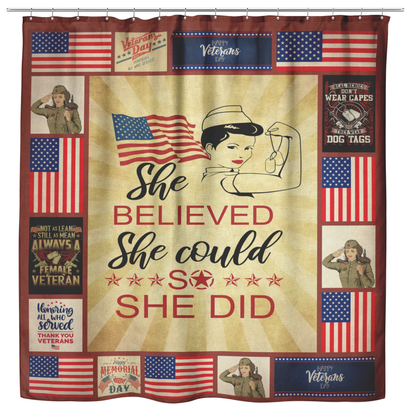 Veteran Shower Curtains She Believed She Could So She Did For Bathroom Decor