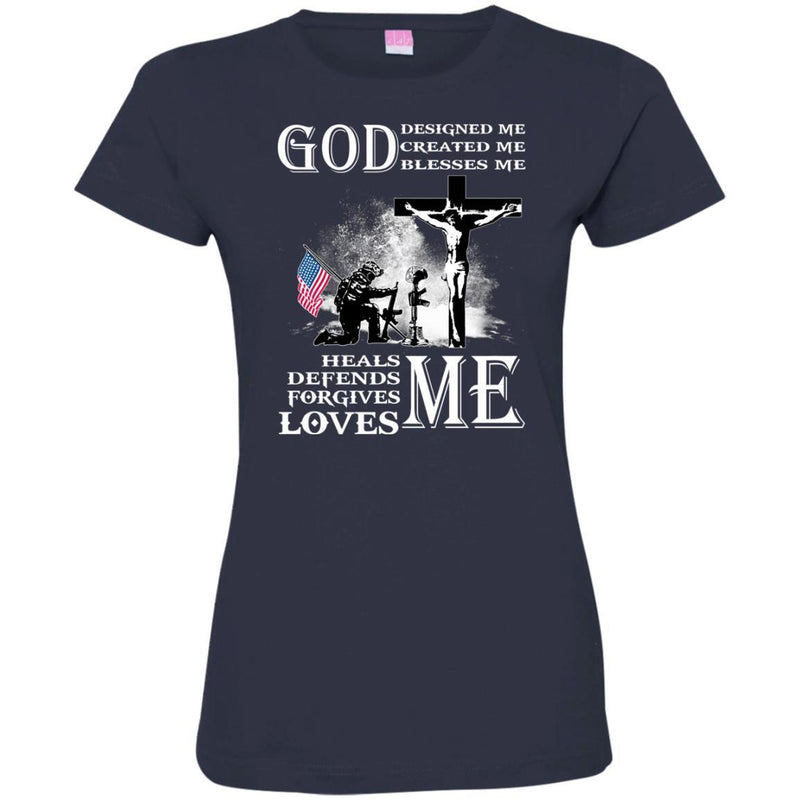 Veteran T Shirt God Designed Me Created Me Blesses Me Heals Defends Forgives Loves Me Shirts CustomCat