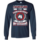 VETERAN T-SHIRT I ASKED GOD FOR STRENGTH & COURAGE HE SENT ME MY HUSBAND WINGS TEE FLAG TEE SHIRT CustomCat