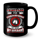 VETERAN T SHIRT I ASKED GOD FOR STRENGTH & COURAGE HE SENT ME MY HUSBAND WINGS TEE FLAG TEE SHIRT GearLaunch
