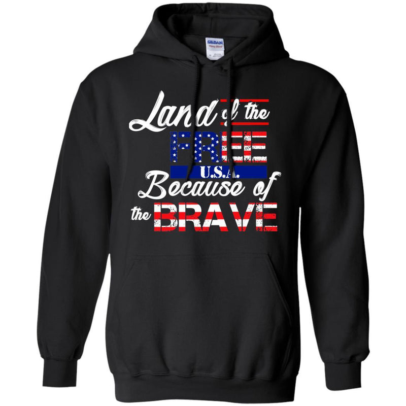 VETERAN T-SHIRT LAND OF FREE U.S.A BECAUSE OF THE BRAVE FLAG VETERAN'S DAY TEE SHIRT CustomCat