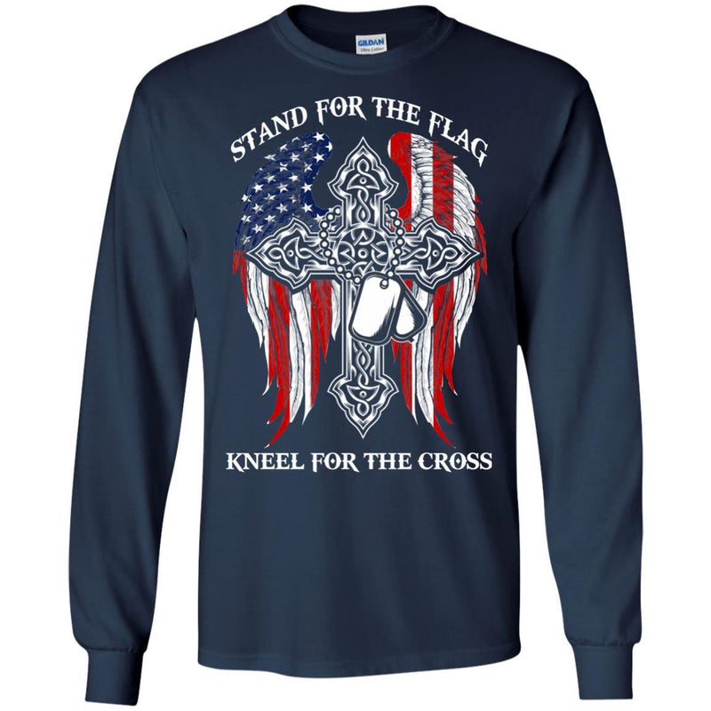 Veteran T Shirt Stand For The Flag Kneel For The Cross Veteran Tee Shirt CustomCat