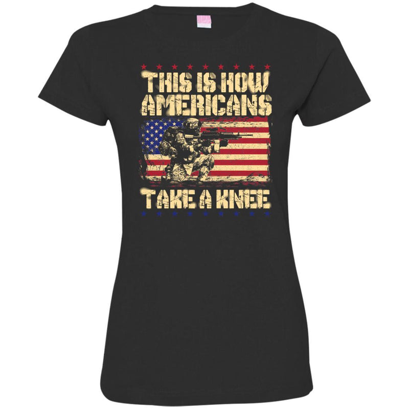 Veteran T Shirt This Is How Americans Take A Knee Tee Shirt CustomCat