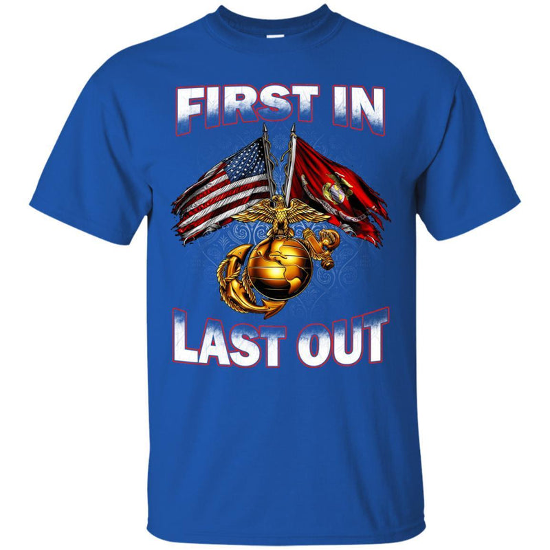 Veteran T-Shirt Under Armour Men's Freedom First In last Out  Flag American Tees Gift Shirts CustomCat