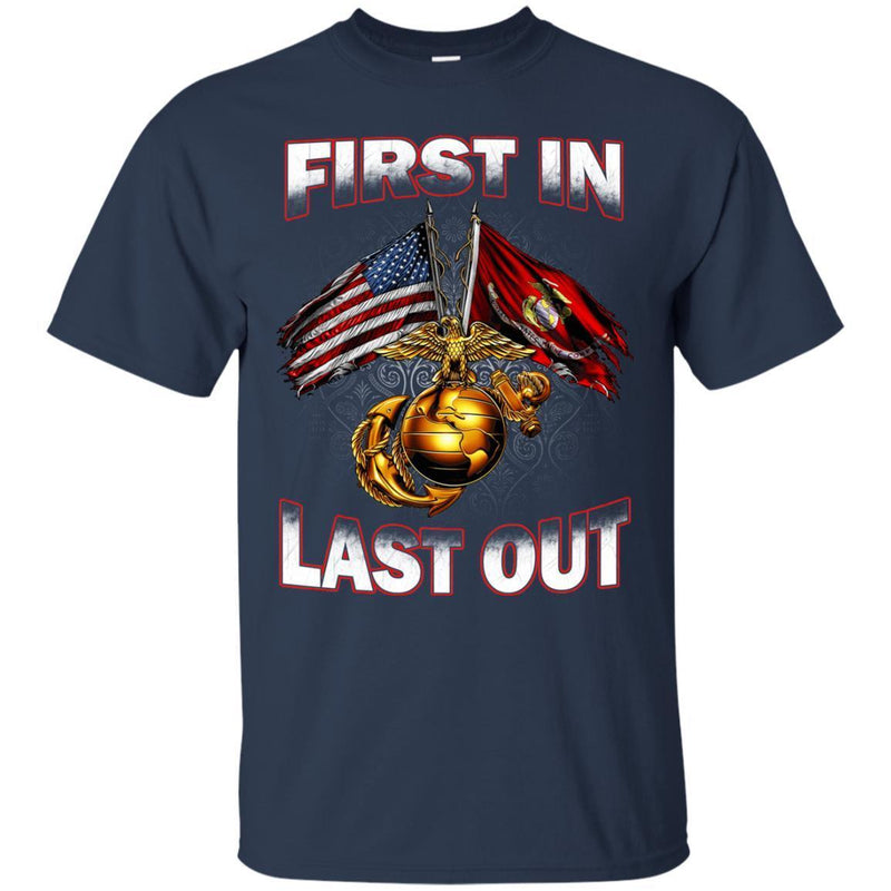 Veteran T-Shirt Under Armour Men's Freedom First In last Out  Flag American Tees Gift Shirts CustomCat