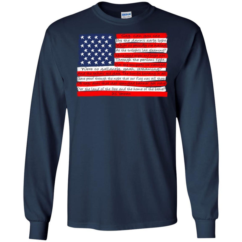 Veteran T-Shirt USA National Anthem O Say Can You See By The Dawn's Early Light Shirts CustomCat