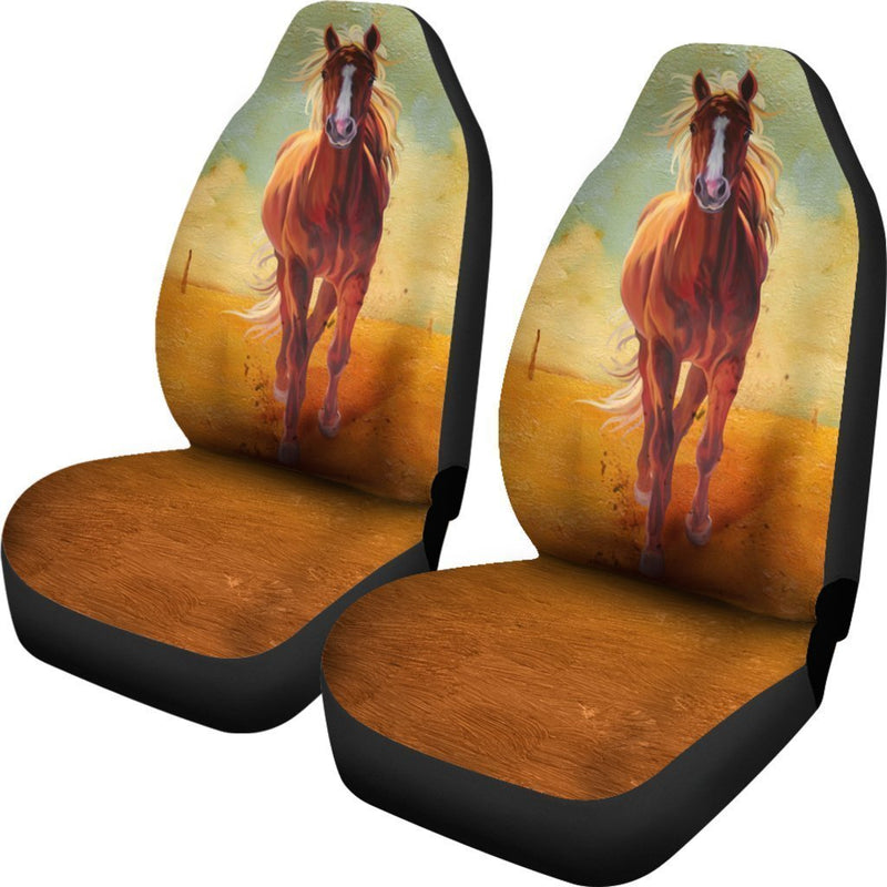 Vintage Horse Oil Painting Car Seat Covers (Set Of 2)