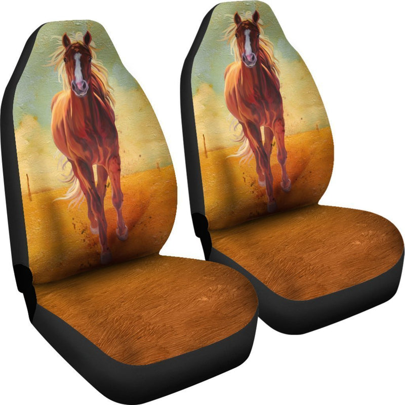 Vintage Horse Oil Painting Car Seat Covers (Set Of 2)