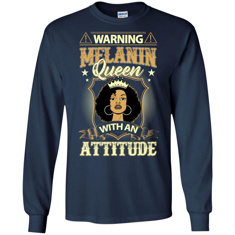 Warning Melanin Queen With An Attitude Funny T-shirts for Black Girls CustomCat