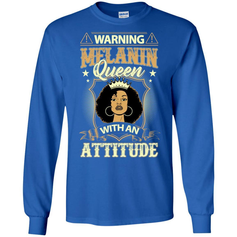 Warning Melanin Queen With An Attitude Funny T-shirts for Black Girls CustomCat