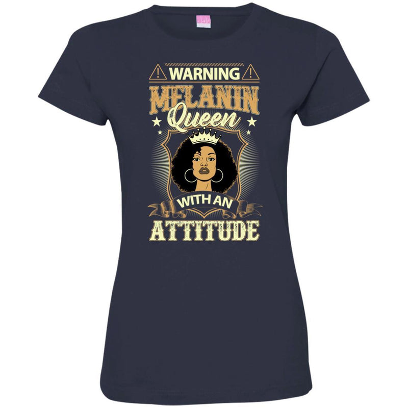 Warning Melanin Queen With An Attitude Funny T-shirts for Black Girls CustomCat