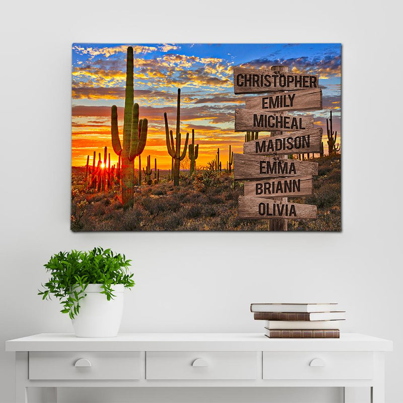 Weather In The Desert Multi Names Premium Canvas Crossroads Personalized Canvas Wall Art - Family Street Sign Family Name Art Canvas For Home Decor Family - CANLA75 - CustomCat