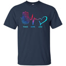 Yoga T-Shirt Peace Hope Love Harmsa Heartbeat Shirts CustomCat