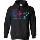 Yoga T-Shirt Peace Hope Love Harmsa Heartbeat Shirts CustomCat
