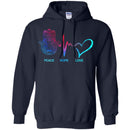 Yoga T-Shirt Peace Hope Love Harmsa Heartbeat Shirts CustomCat