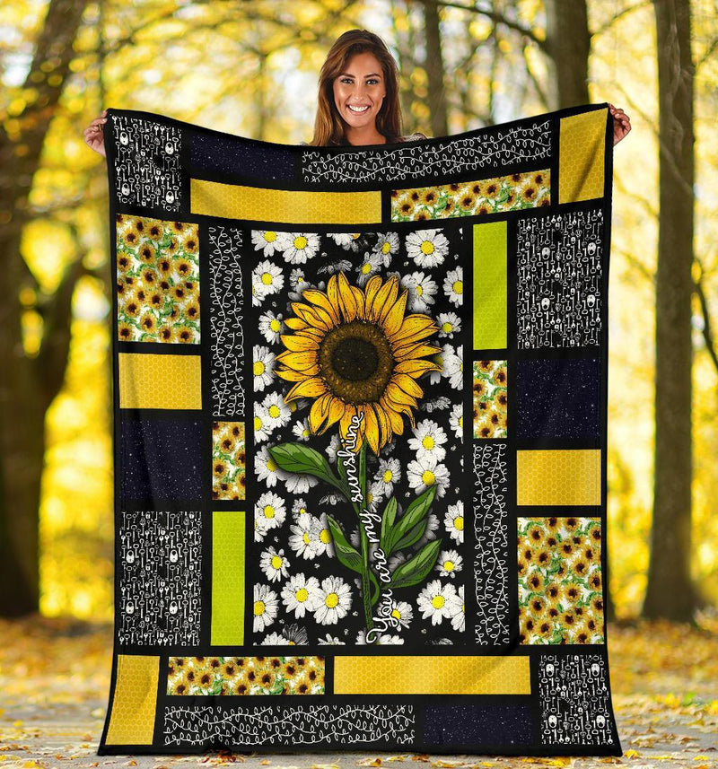 You Are My Sunshine Sunflower Fleece Blanket interestprint