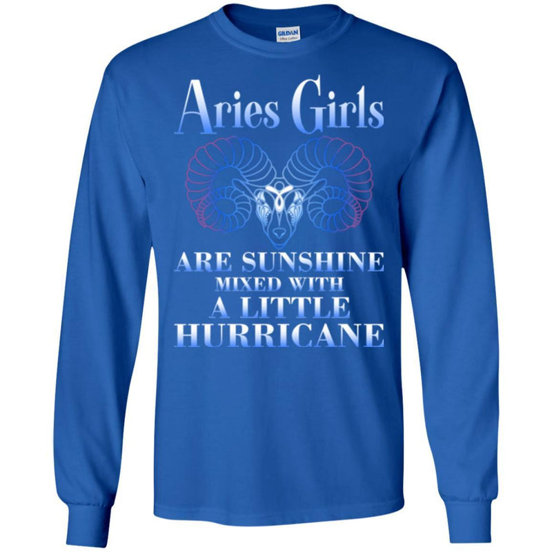 Zodiac T-Shirt Great Aries Girls Are Sunshine Mixed With A Little Hurricane Tee Shirt CustomCat