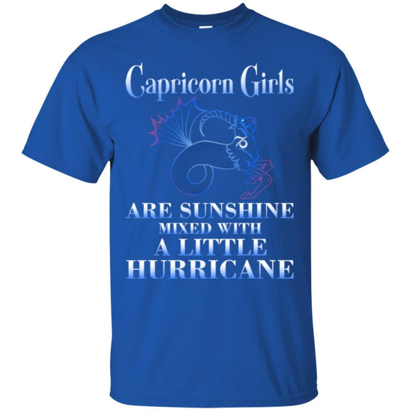 Zodiac T-Shirt Great Capricons Girls Are Sunshine Mixed With A Little Hurricane Tee Shirt CustomCat